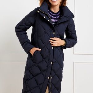 Talbots Quilted Navy Puffer Coat Women's Sz Large